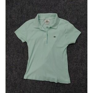 Lacoste Polo Shirt Women 38 Aqua Blue 4/6 Short Sleeve Pullover France Alligator